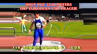 Ulf Timmermann East Germany SHOT PUT 2201 meters 1987 European Cup Prague [upl. by Iblehs]