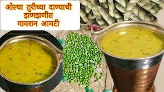 ओल्या तुरीच्या दाण्याची आमटी गावरान रेसीपीolya turicya danyachi Aamti  winter recipe आमटी रेसीपी [upl. by Accebar]