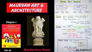 Mauryan Art and Architecture  Art amp Culture  Lec36  Handwritten notes  An Aspirant [upl. by Yankee]