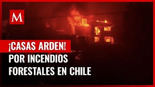 Residentes evacuan mientras incendios forestales se salen de control en Chile [upl. by Anelhtak]