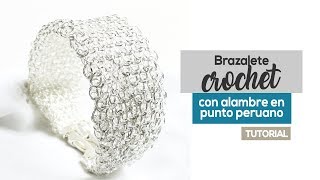 Tutorial Brazalete De Alambre Crochet Tejido en Punto Peruano 😍 [upl. by Agretha]