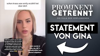 Prominent getrennt 2024 Eskalation Statement von Gina nach Zoff in Folge 1 [upl. by Henleigh647]