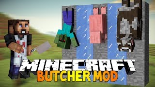 Minecraft THE BUTCHER MOD  Hang them grill them and eat them Meat Hooks mod [upl. by Inus644]