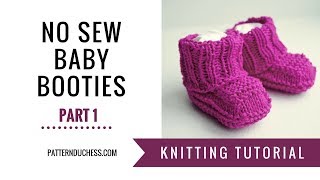 Knitting tutorial How To Knit No Sew Baby Booties  Part 1  Sole  Pattern Duchess [upl. by Mallis]