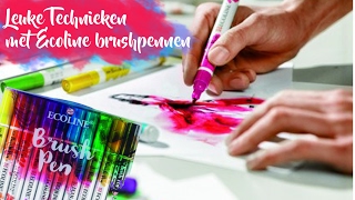 Leuke Technieken Met Ecoline Brushpennen [upl. by Grados]