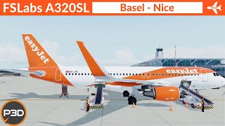 P3D v51 FSLabs A320 SL easyJet  Basel to Nice  VATSIM Full flight [upl. by Zysk]