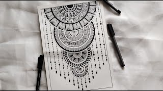 How to Draw Mandala Art  SemiCircle Mandala  How to draw Mandala for Beginners  Easy mandala [upl. by Evvie]