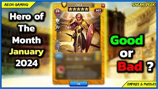 🌟Review amp Grading January 2024 Hero of The Month Zora ☀️  Empires amp Puzzles Sneak Peek [upl. by Ernestus]