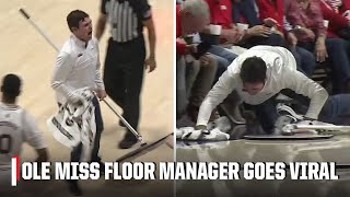 🤣 This Ole Miss floor manager was HYPED for the game delay  ESPN College Basketball [upl. by Eelinej]