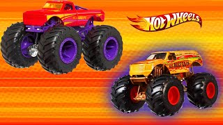 Hot Wheels Monster Trucks vs Giant Monsters  Challenges Coffin Dance Song COVER  Lets Race PART 2 [upl. by Yelrebmik805]