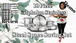 Calphalon Premier Space Saving Stainless Steel Cookware Set Review amp Demo  Cook With Me [upl. by Ainollopa198]