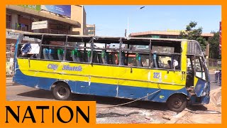 Passengers nurse injuries after a City Shuttle bus accident at Globe Roundabout in Nairobi [upl. by Elatsyrk]