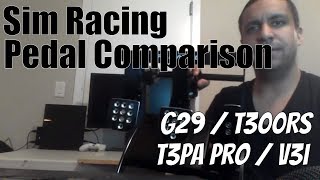 Sim Racing Pedal Comparison  Logitech G29  Thrustmaster T300RS and T3PA  Fanatec V3 Inverted [upl. by Melar732]