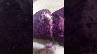 Lets eat Ube Yema cake Yummy Slicing uBe cake [upl. by Yalonda602]