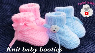 Knit baby booties  LEFT HANDED  How to knit for beginners 03 Months Crochet for Baby 203 [upl. by Raynah]