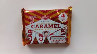 Tunnocks Milk Chocolate Coated Caramel Wafer Biscuit review [upl. by Naicul345]