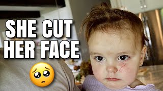 ONEYEAROLD INJURES amp CUTS FACE WHILE PLAYING WITH SIBLINGS IN SPRINKLERS [upl. by Ynnol794]