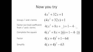 Completing the Square  Part IV [upl. by Seth]