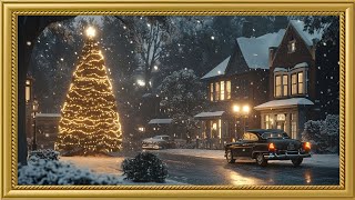 Snow Falling on Christmas Tree – Stunning Gold Frame TV Art [upl. by Anirac]