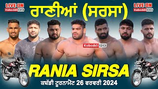 🔴LIVE Rania Sirsa Kabaddi Tournament 26 February 2024  wwwkabaddi1313com [upl. by Jessa]