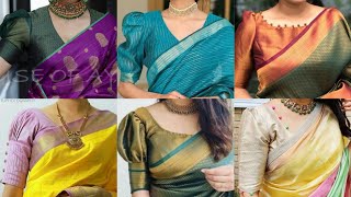 Simple Brocade Blouse Front Neck Designs😍  Latest Silk Saree Blouse Front Neck Designs silksaree [upl. by Drageruaeb]