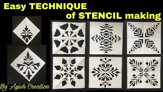 Stencil making technique Own designed Stencil Cheap Stencil making idea💡  Stencil Cutting [upl. by Hedda]