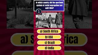 In which country did the apartheid system of racial segregation last until 1994 [upl. by Gregoire]