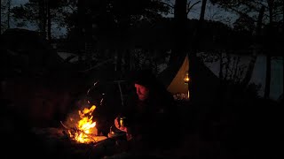 Solo Bushcraft and Wild Camping  Fishing  Catch and Cook  Traditional Woodsman Meal [upl. by Constanta]