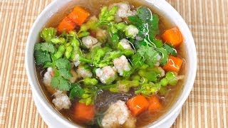 Thai Food  Stuffed Cowslip Creeper in Plain Soup Gang Jued Dok Ka Jorn Yud Sai [upl. by Ainitsirk]