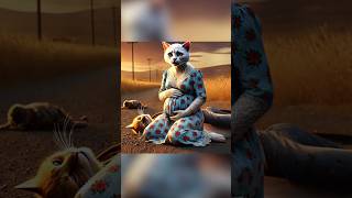 Pregnant cat saves her kittens life from hyena cat cutecat kitten catlover catshorts smartcat [upl. by Gievlos]