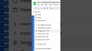 How To Delete All Empty Rows googlesheets [upl. by Dyob]