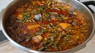 GUJARATI STYLE CHORI BATATA RINGAN NU SHAAK  WINTER SPECIAL  LONG BEANS POTATOES EGGPLANT SUBZI [upl. by Xineohp]