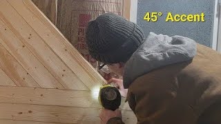 Installing tongue and groove pine on my tinyhouse accent wall  Angles Bevels [upl. by Wit]