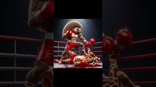 Giraffe fights with hedgehog revenge ai god love cute catshorts Boxingcat77 [upl. by Anerat]