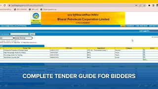 BPCL Bidders Complete Guide  Online Tender Guide [upl. by Dric]