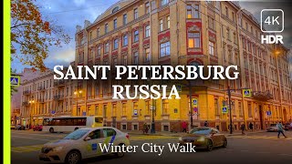 🔥 Beautiful Russia Freezes in Winter 🔥 Peeking at Russians Walking Tour of Saint Petersburg 4K HDR [upl. by Ssidnac]