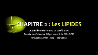 Cours Biochimie Structurale Chapitre 2 Lipides [upl. by Sigfried]