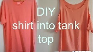 DIY HOW TO TRANSFORM A SHIRT TO TANK TOP [upl. by Jemine951]