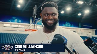 Zion Williamson talks Day 1  Pelicans Training Camp 2024 [upl. by Ruyle958]