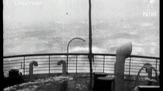 Ship RMS Aquitania battles terrific ocean storm 1922 [upl. by Aseneg989]