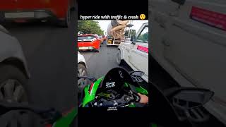 KawasakiNinjazx10rhyperridewithtrafficcrashbikemotovlogshortsytshortsviralvideo [upl. by Lodi]