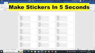 How To Make Stickers In MS Word  Making Name Stickers In MS Word  Printable Sticker In MS Word [upl. by Ocirederf]