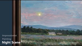 Impressionist Landscape  Easy Acrylic Painting  Night Scene 01 [upl. by Ellga]