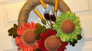 DIY Burlap Ribbon Flowers and Wreath [upl. by Buffum]