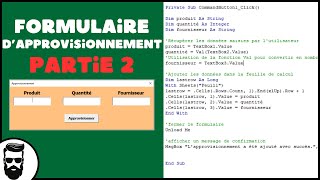 2 Créer un formulaire dapprovisionnement  le code VBA [upl. by Lenwood836]