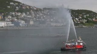 Historical Norwegian Fireboat  Water Fountain [upl. by Shiekh960]