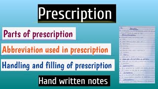 Prescription l parts of prescription l abbreviations in prescription l handling of prescription l [upl. by Jamal]