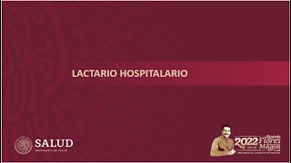 17 Lactario Hospitalario conservación traslado y administración de la leche humana [upl. by Eseer]