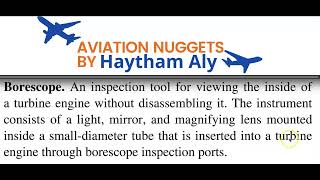 Borescope inspection definition  aviationnuggets by HaythamAly pilots aircraftmaintenance [upl. by Nylkoorb]