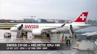 TRIP REPORT  SWISS A220100 CS100  Helvetic ERJ190  London LCY ✈ Milan MXP via ZRH [upl. by Arised]